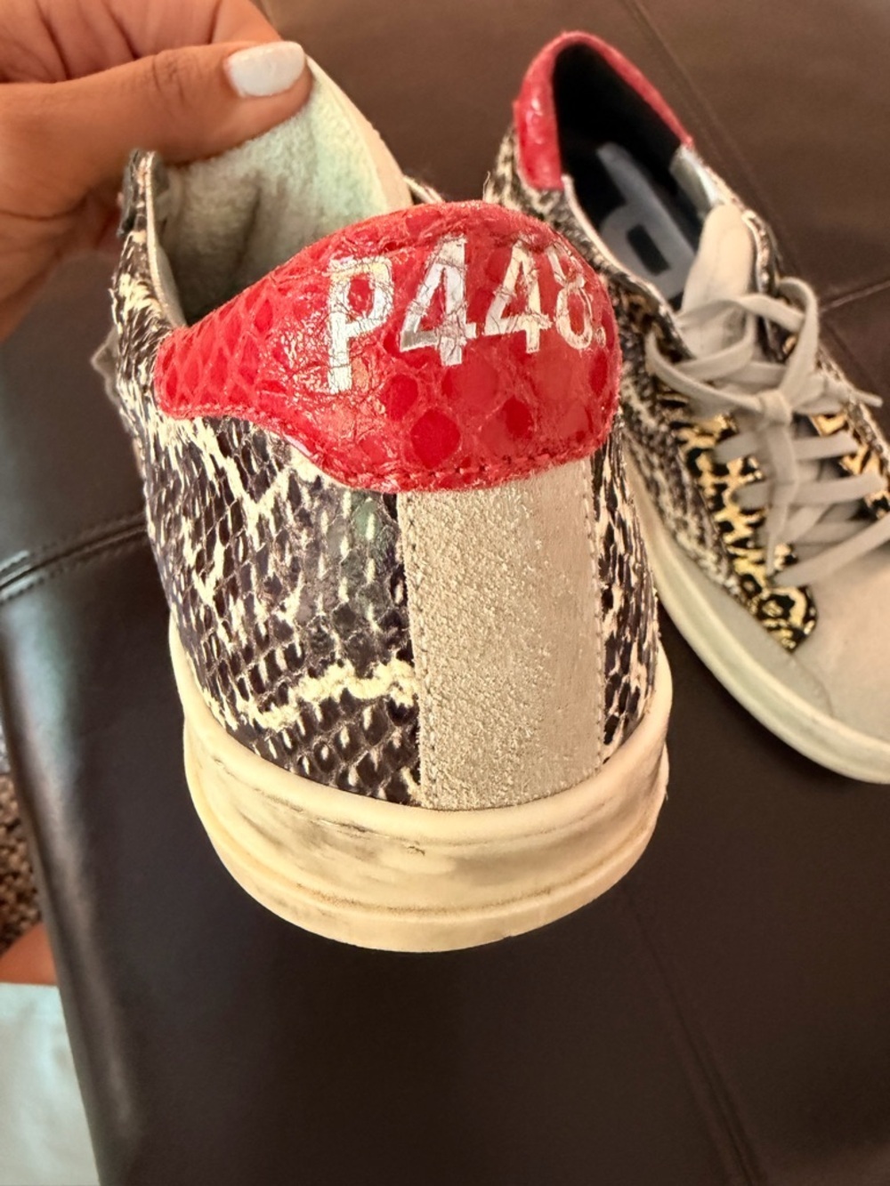 P448 John Snake-Print Low Top Lace-Up Sneakers Womens Size EU38 US7.5 - Picture 3 of 9